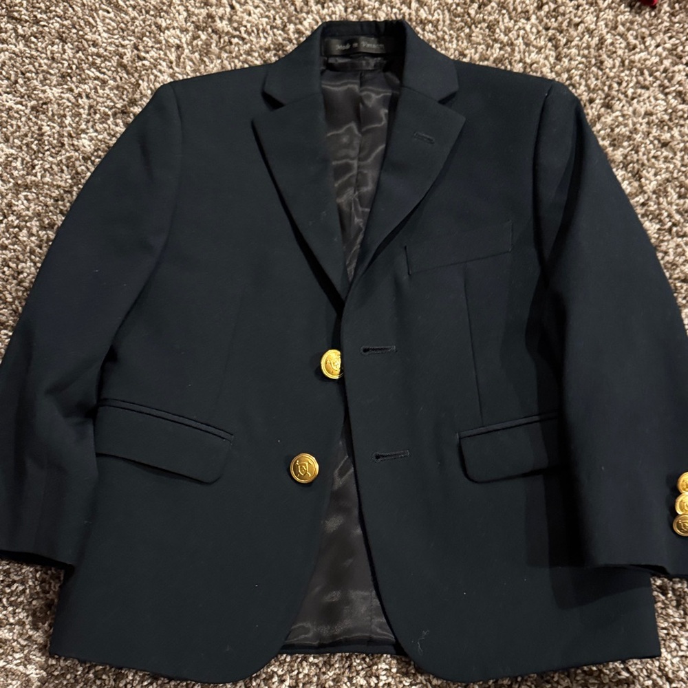 Ralph Lauren Kids Navy Suit Jacket with Gold Buttons